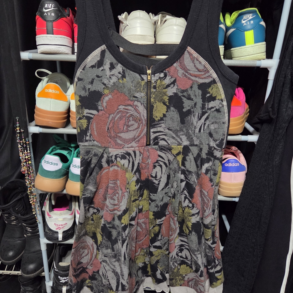 Vintage Rose Floral Print Dress, Size Large